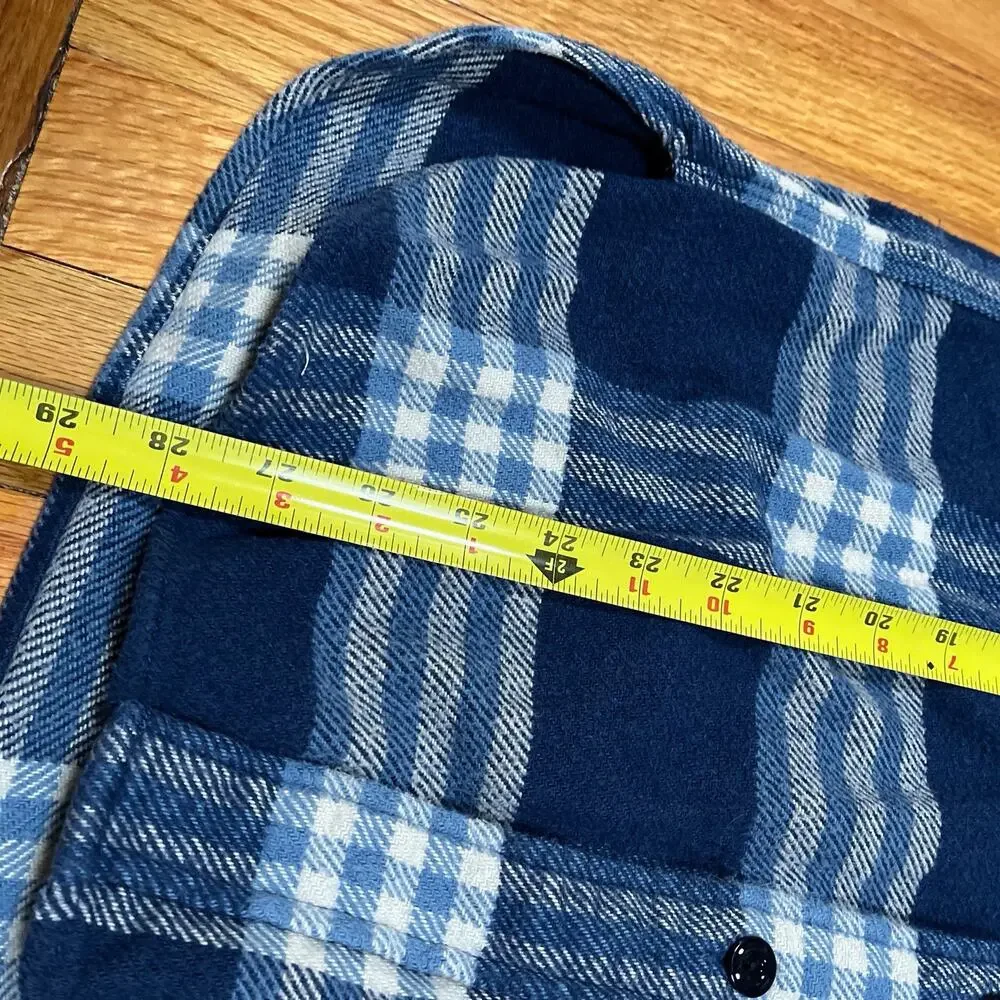 J.Crew Wallace & Barnes Heavyweight Flannel Plaid Shirt Small Blue White K2519